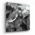 Black and White Painterly Elephant Glass Wall Art