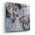 Rose Gold Veined Gray Marble Glass Wall Art