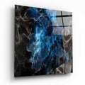 Glowing Blue Marble Core Glass Wall Art