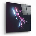 Neon Edge Diving Figure Glass Wall Art