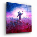 Astronaut Pink Nebula Butterfly Glass Wall Art