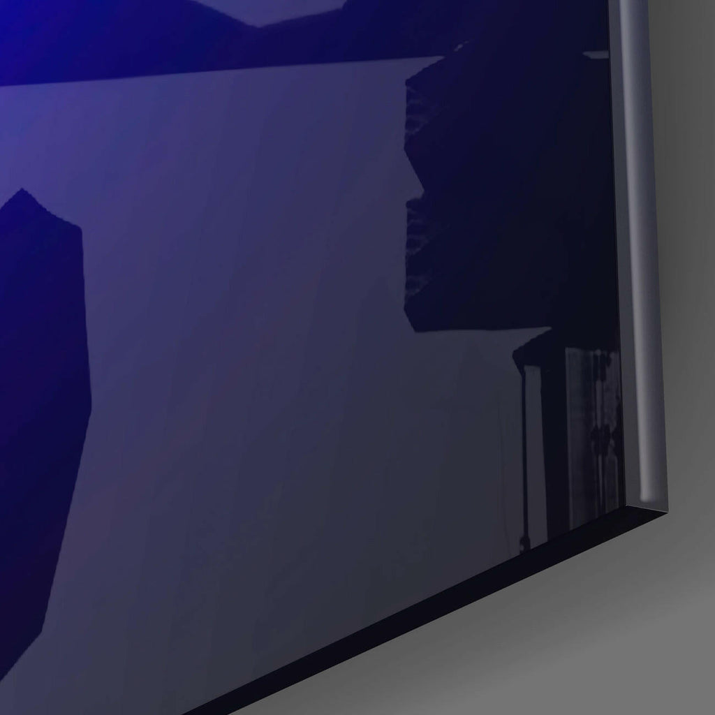 Pink Blue Neon Triangle Figure Glass Wall Art