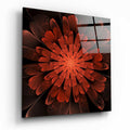 Red Layered Fractal Bloom Glass Wall Art