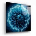 Frosted Blue Dahlia Glass Wall Art