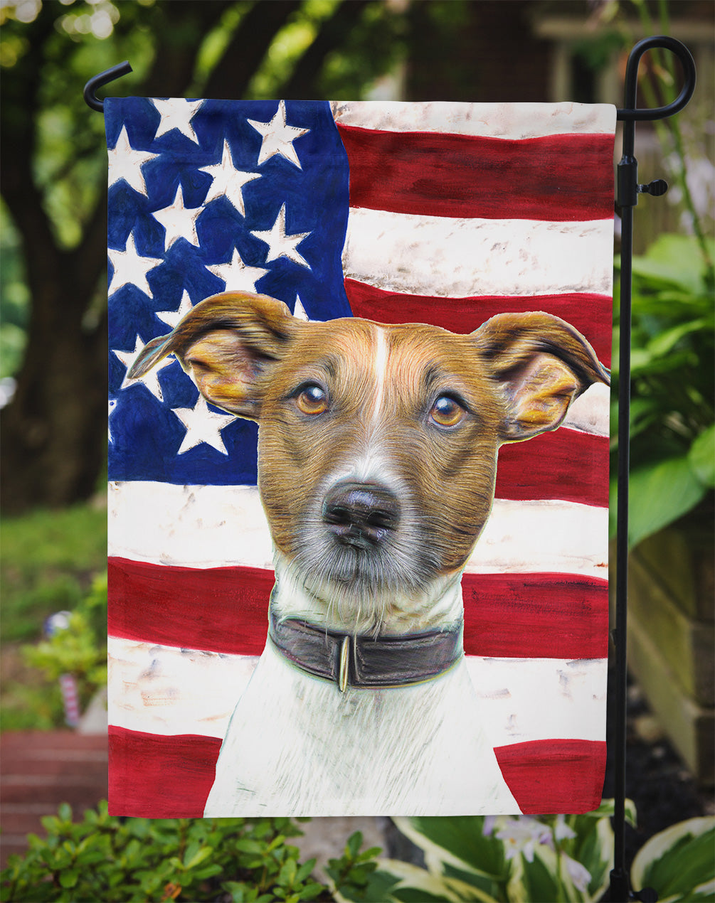 USA American Flag with Jack Russell Terrier Garden Flag Mailbox Decorative Yard Banner Outside Patio Artwork for Flower Beds, Garden Size, Multicolor