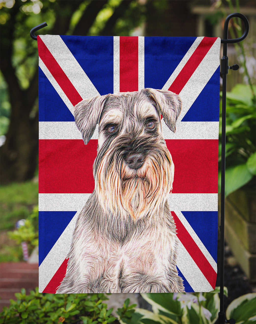 Schnauzer with English Union Jack British Flag Garden Flag Mailbox Decorative Yard Banner Outside Patio Artwork for Flower Beds, Garden Size, Multicolor