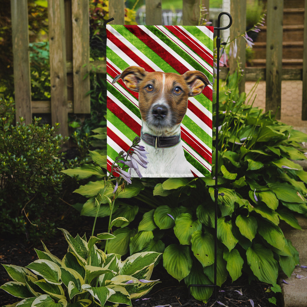 Candy Cane Holiday Christmas Jack Russell Terrier Garden Flag Mailbox Decorative Yard Banner Outside Patio Artwork for Flower Beds, Garden Size, Multicolor