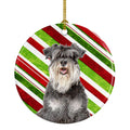 Candy Cane Holiday Christmas Schnauzer Ceramic Ornament Christmas Tree Hanging Decorations for Home Christmas Holiday, Party, Gift, 3 in, Multicolor