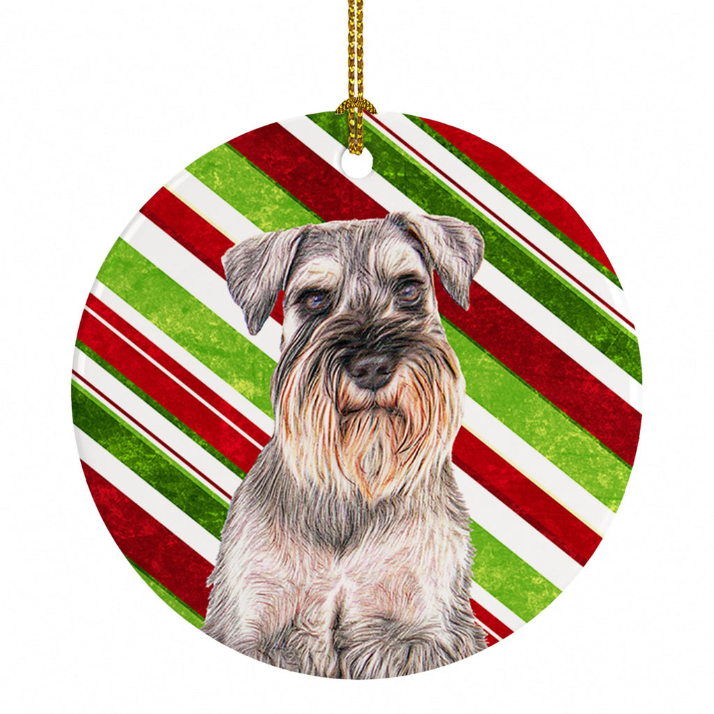 Candy Cane Holiday Christmas Schnauzer Ceramic Ornament Christmas Tree Hanging Decorations for Home Christmas Holiday, Party, Gift, 3 in, Multicolor