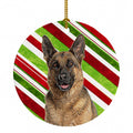 Candy Cane Holiday Christmas German Shepherd Ceramic Ornament Christmas Tree Hanging Decorations for Home Christmas Holiday, Party, Gift, 3 in, Multicolor