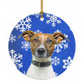 Winter Snowflakes Holiday Jack Russell Terrier Ceramic Ornament Christmas Tree Hanging Decorations for Home Christmas Holiday, Party, Gift, 3 in, Multicolor