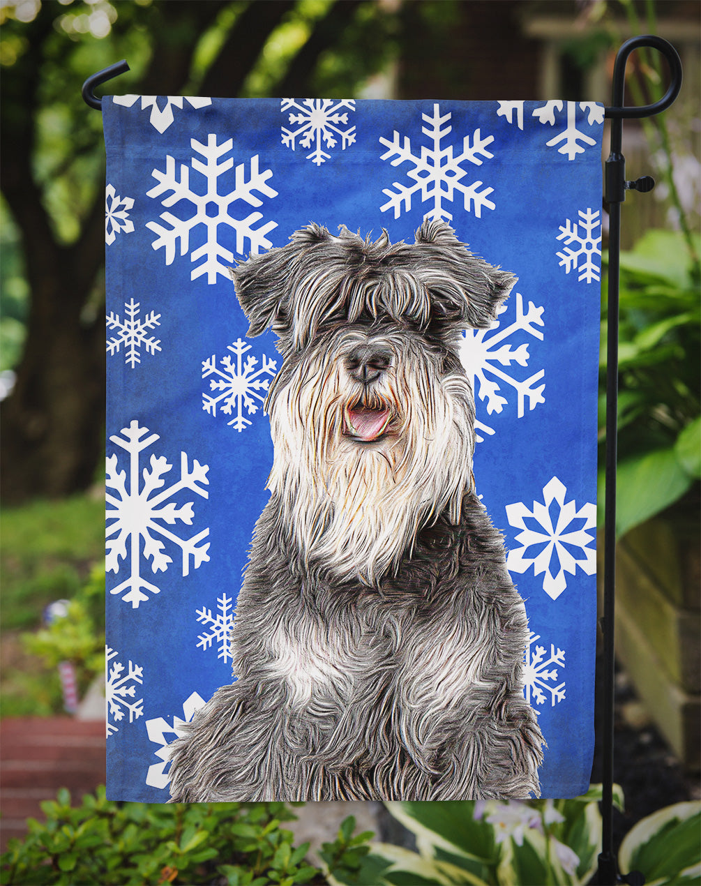 Winter Snowflakes Holiday Schnauzer Garden Flag Mailbox Decorative Yard Banner Outside Patio Artwork for Flower Beds, Garden Size, Multicolor