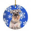 Winter Snowflakes Holiday Schnauzer Ceramic Ornament Christmas Tree Hanging Decorations for Home Christmas Holiday, Party, Gift, 3 in, Multicolor