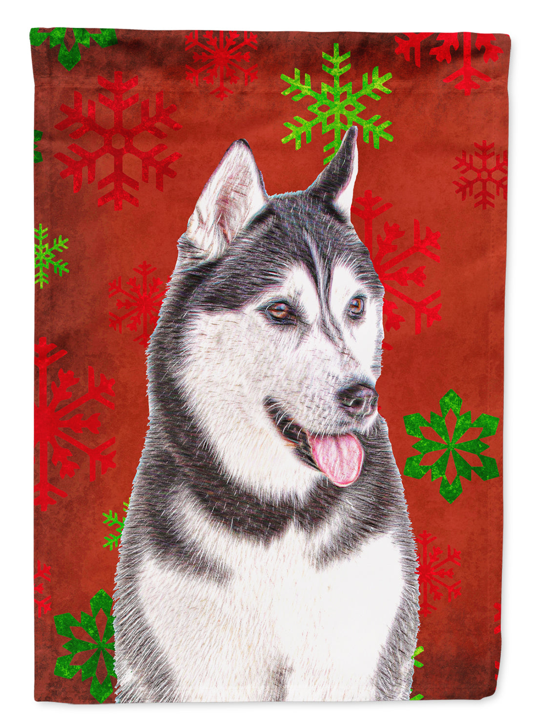 Red Snowflakes Holiday Christmas  Alaskan Malamute Garden Flag Mailbox Decorative Yard Banner Outside Patio Artwork for Flower Beds, Garden Size, Multicolor