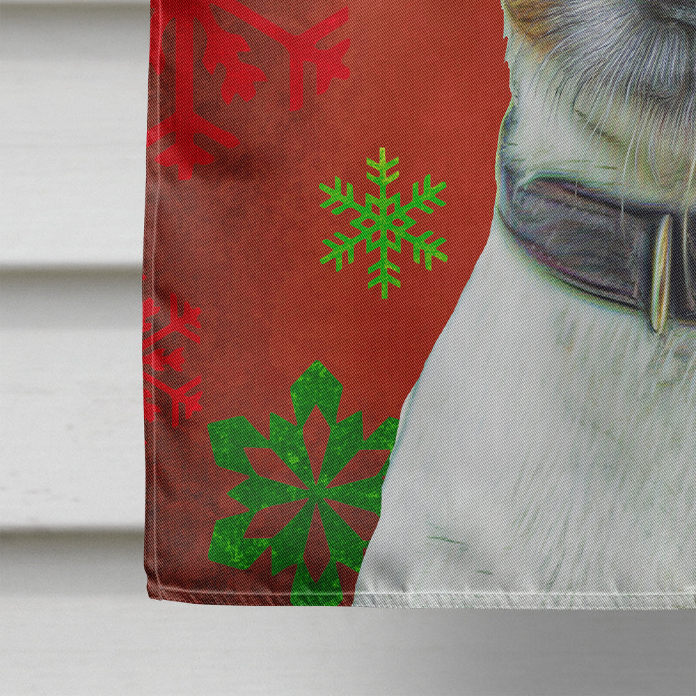 Red Snowflakes Holiday Christmas Jack Russell Terrier House Flag 28x40 Porch Sleeve Pole Decorative Outside Yard Banner Artwork Wall Hanging, Polyester