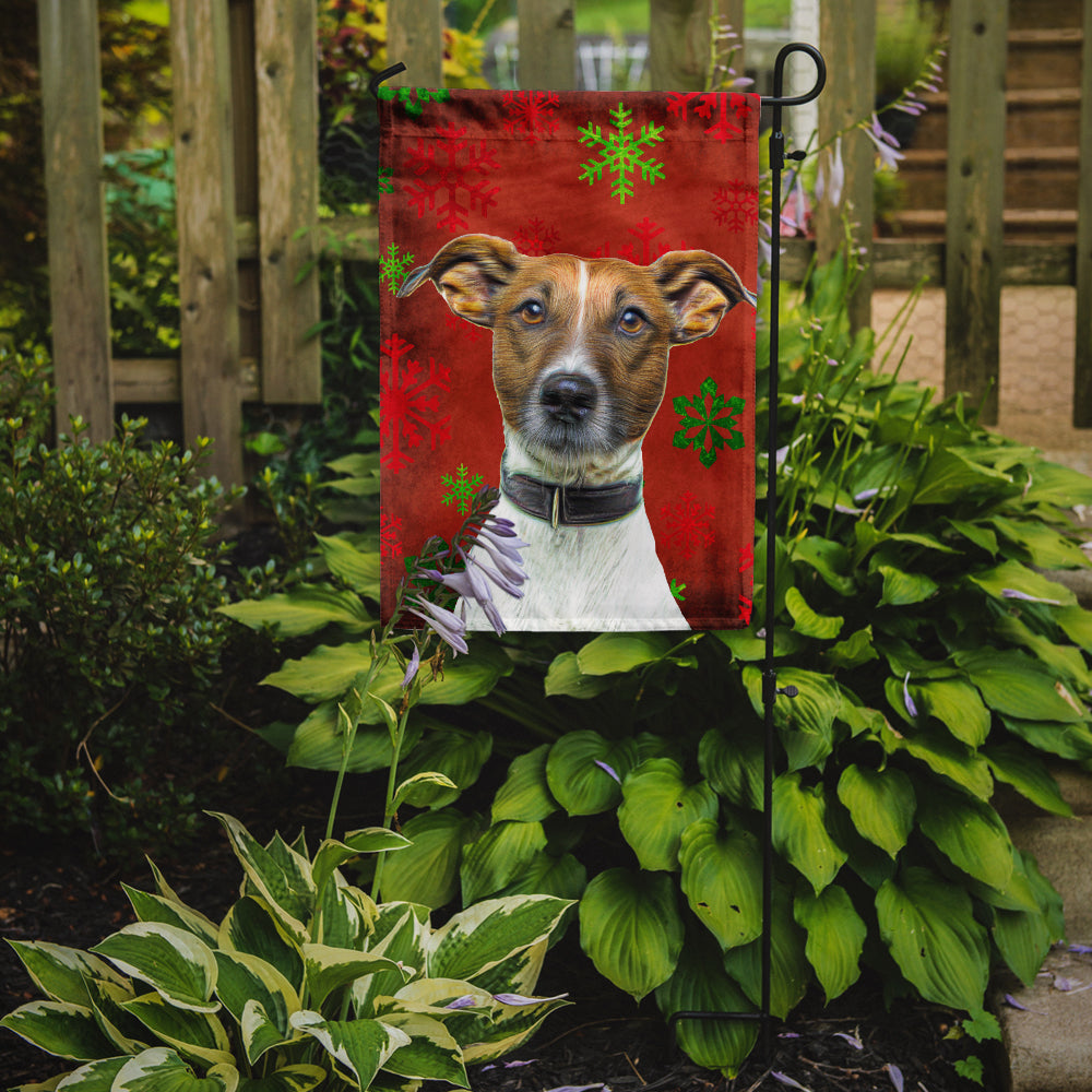 Red Snowflakes Holiday Christmas  Jack Russell Terrier Garden Flag Mailbox Decorative Yard Banner Outside Patio Artwork for Flower Beds, Garden Size, Multicolor
