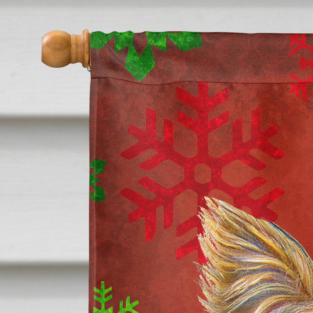 Red Snowflakes Holiday Christmas Yorkie / Yorkshire Terrier House Flag 28x40 Porch Sleeve Pole Decorative Outside Yard Banner Artwork Wall Hanging, Polyester