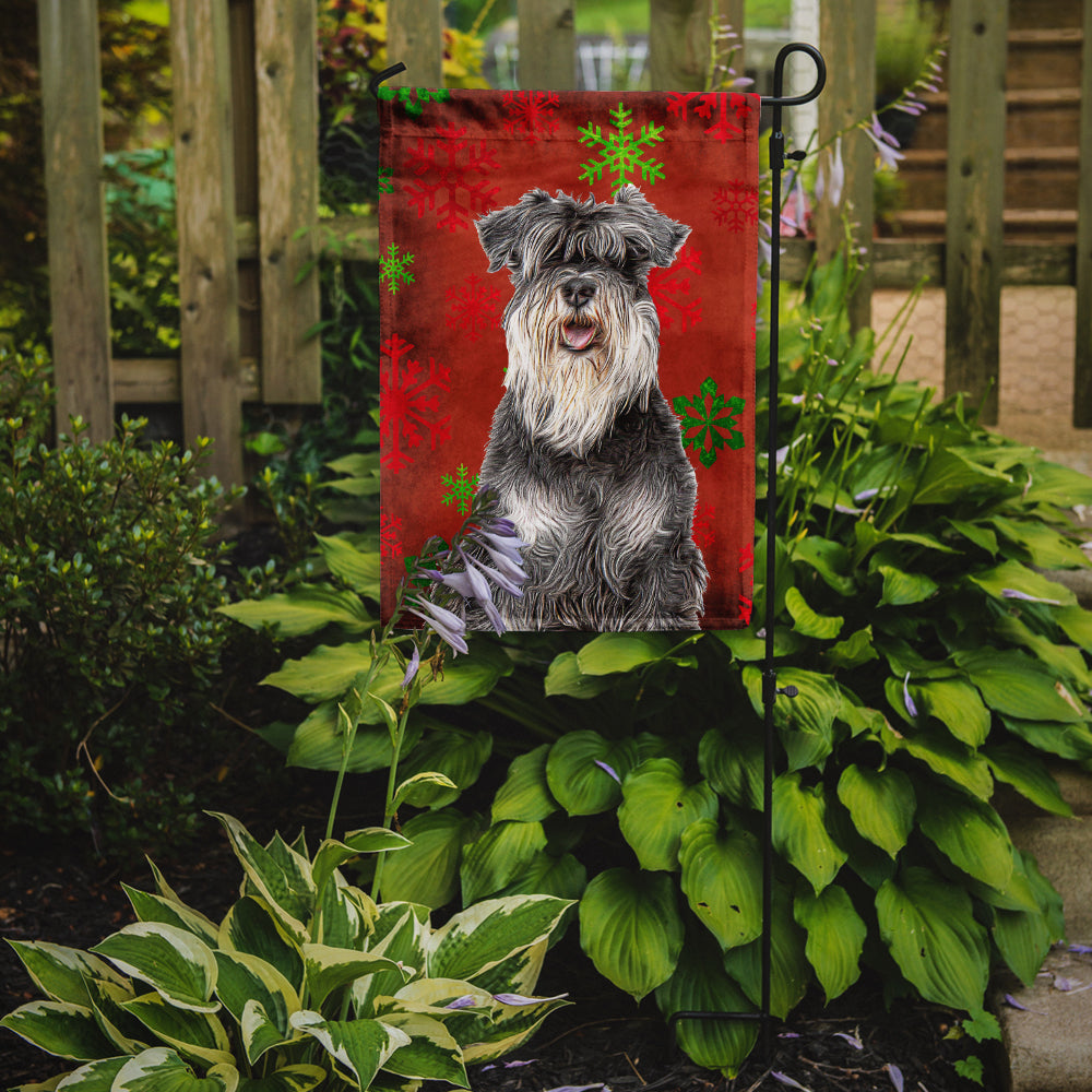 Red Snowflakes Holiday Christmas  Schnauzer Garden Flag Mailbox Decorative Yard Banner Outside Patio Artwork for Flower Beds, Garden Size, Multicolor