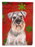Red Snowflakes Holiday Christmas  Schnauzer Garden Flag Mailbox Decorative Yard Banner Outside Patio Artwork for Flower Beds, Garden Size, Multicolor