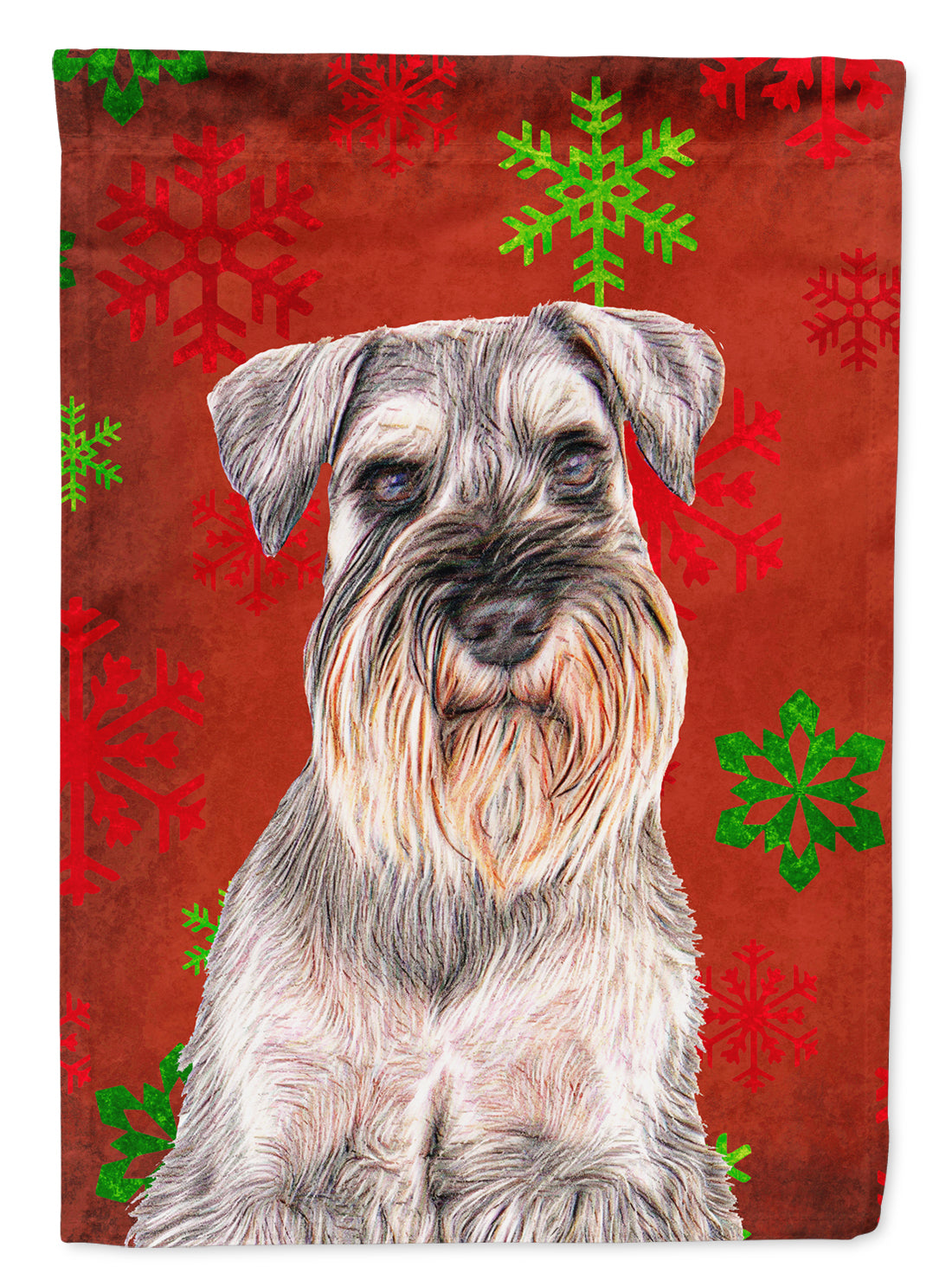 Red Snowflakes Holiday Christmas  Schnauzer Garden Flag Mailbox Decorative Yard Banner Outside Patio Artwork for Flower Beds, Garden Size, Multicolor