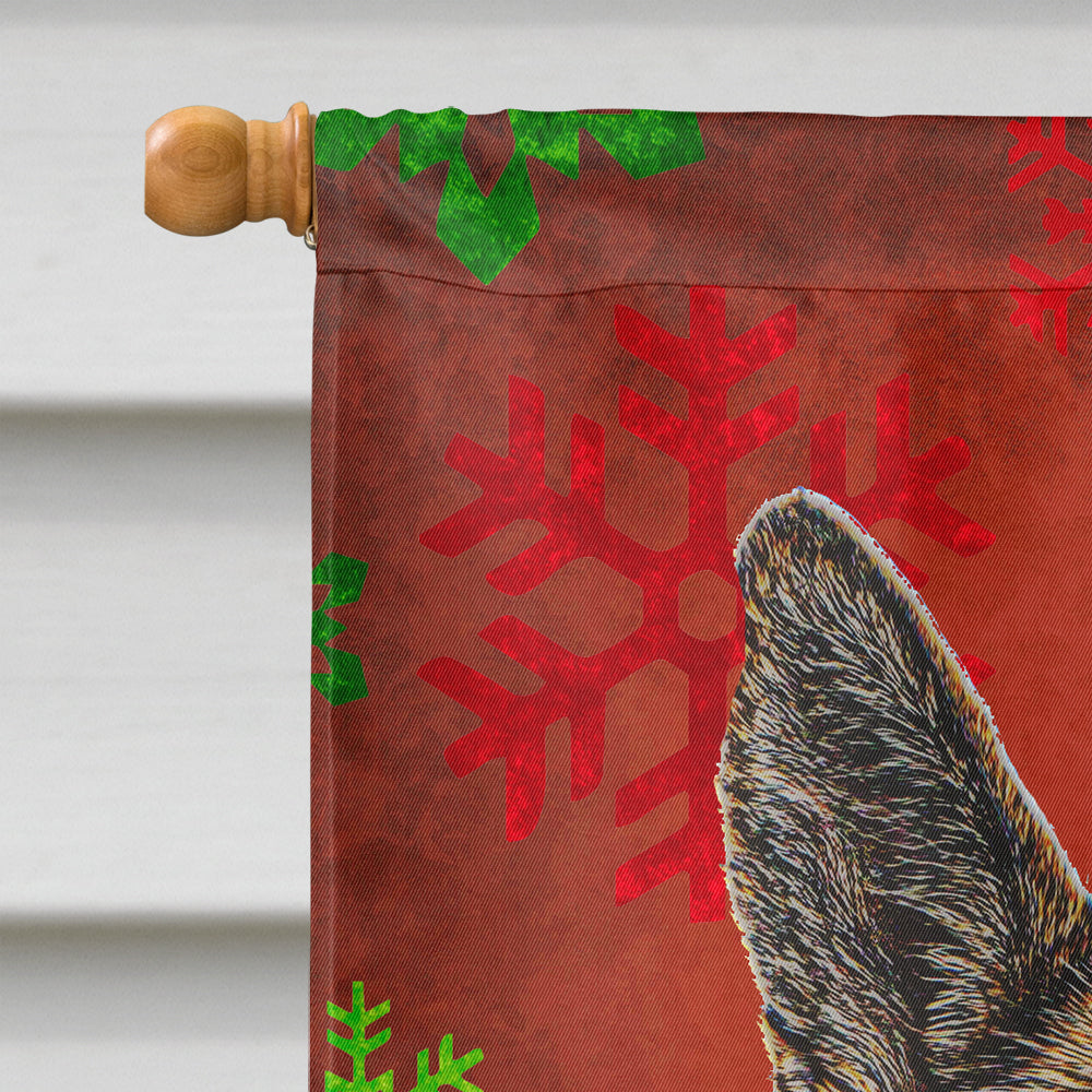 Red Snowflakes Holiday Christmas German Shepherd House Flag 28x40 Porch Sleeve Pole Decorative Outside Yard Banner Artwork Wall Hanging, Polyester