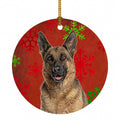 Red Snowflakes Holiday Christmas  German Shepherd Ceramic Ornament Christmas Tree Hanging Decorations for Home Christmas Holiday, Party, Gift, 3 in, Multicolor