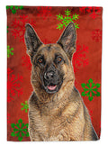 Red Snowflakes Holiday Christmas  German Shepherd Garden Flag Mailbox Decorative Yard Banner Outside Patio Artwork for Flower Beds, Garden Size, Multicolor