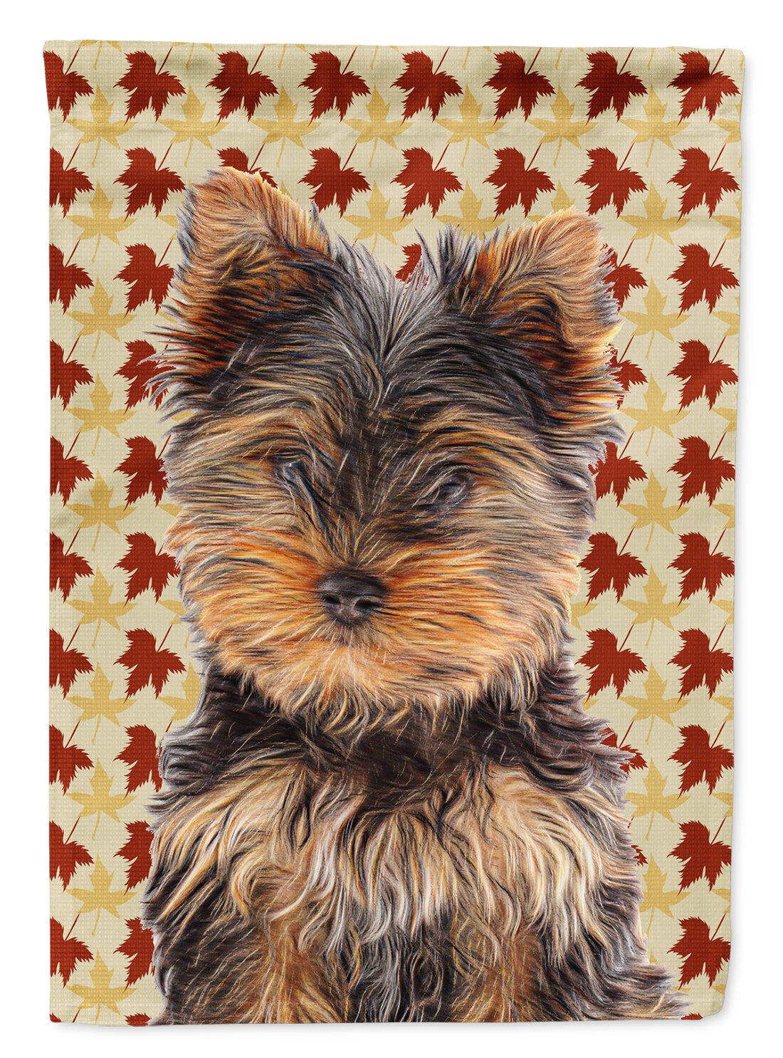 Fall Leaves Yorkie Puppy / Yorkshire Terrier Garden Flag Mailbox Decorative Yard Banner Outside Patio Artwork for Flower Beds, Garden Size, Multicolor