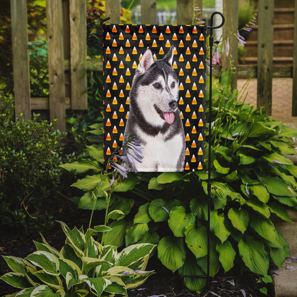 Candy Corn Halloween Alaskan Malamute Garden Flag Mailbox Decorative Yard Banner Outside Patio Artwork for Flower Beds, Garden Size, Multicolor