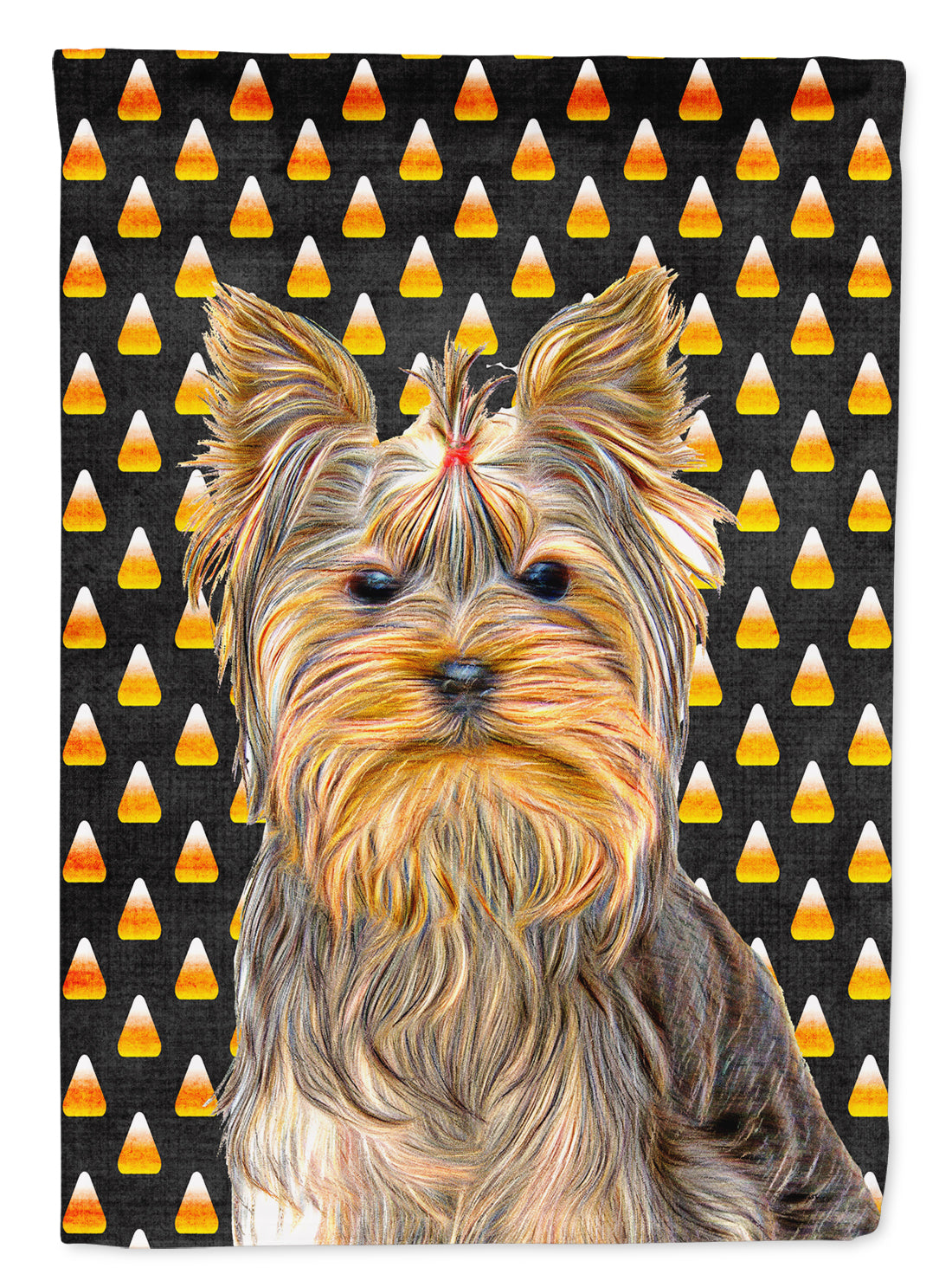 Candy Corn Halloween Yorkie / Yorkshire Terrier Garden Flag Mailbox Decorative Yard Banner Outside Patio Artwork for Flower Beds, Garden Size, Multicolor