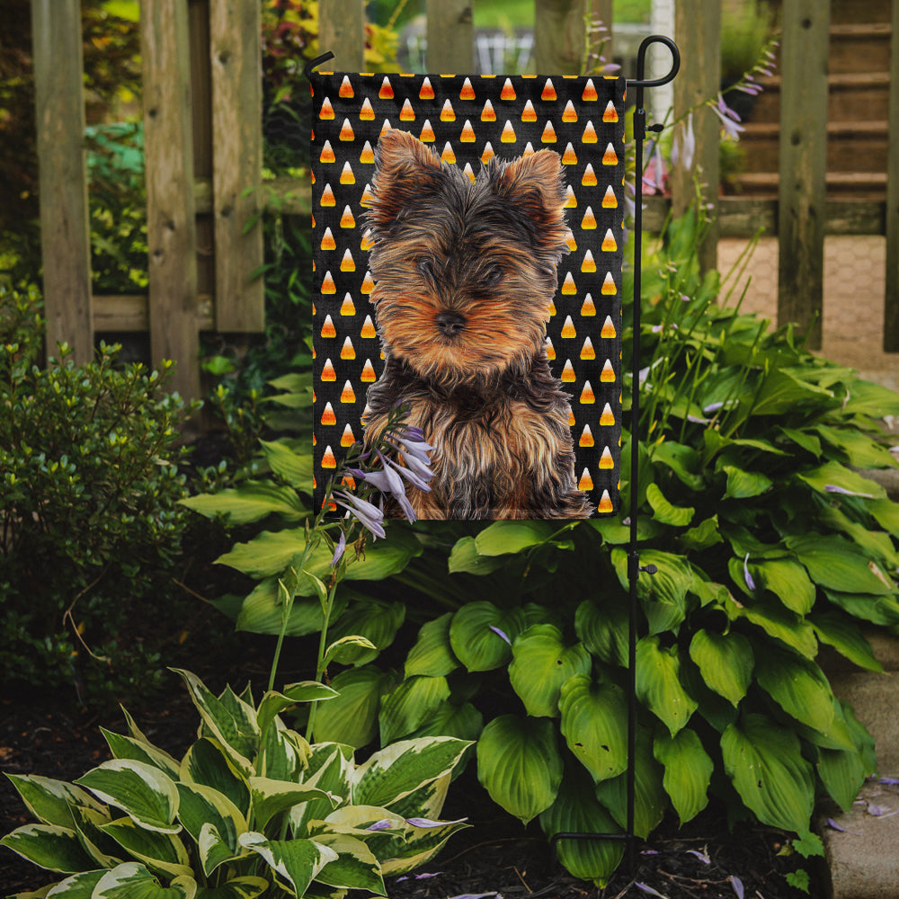 Candy Corn Halloween Yorkie Puppy / Yorkshire Terrier Garden Flag Mailbox Decorative Yard Banner Outside Patio Artwork for Flower Beds, Garden Size, Multicolor