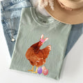 Easter Chicken Rabbit Eggs Funny Vintage Retro Illustration Playful Comfort Colors Tee