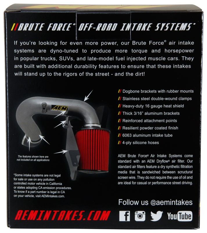 AEM Induction AEM 2.75in Flange ID x 4.75in Top OD x 5.5in Base OD x 5in Height Offset Flange DryFlow Air Filter 21-202BF-OS