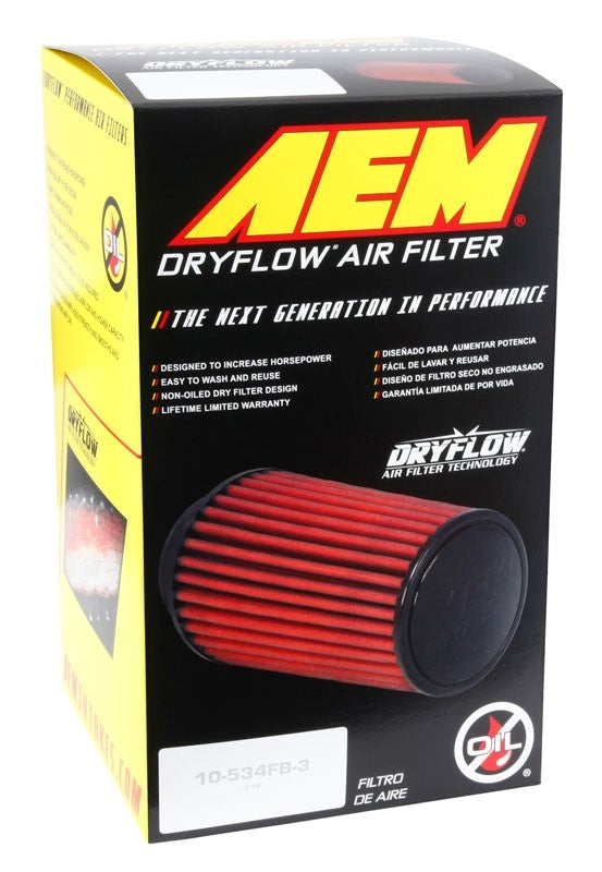 AEM Induction AEM Dryflow Round Tapered Air Filter 6in Base OD x 5.25in Top OD x 7in H 21-2147D-HK