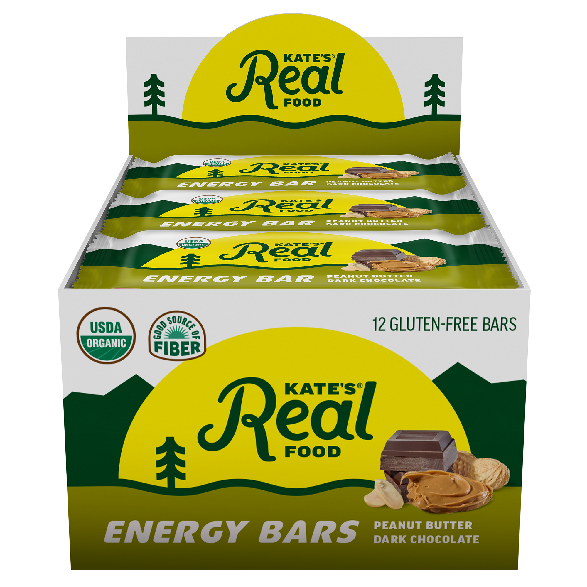 Kate's Real Food Peanut Butter Dark Chocolate Bars - 12pk