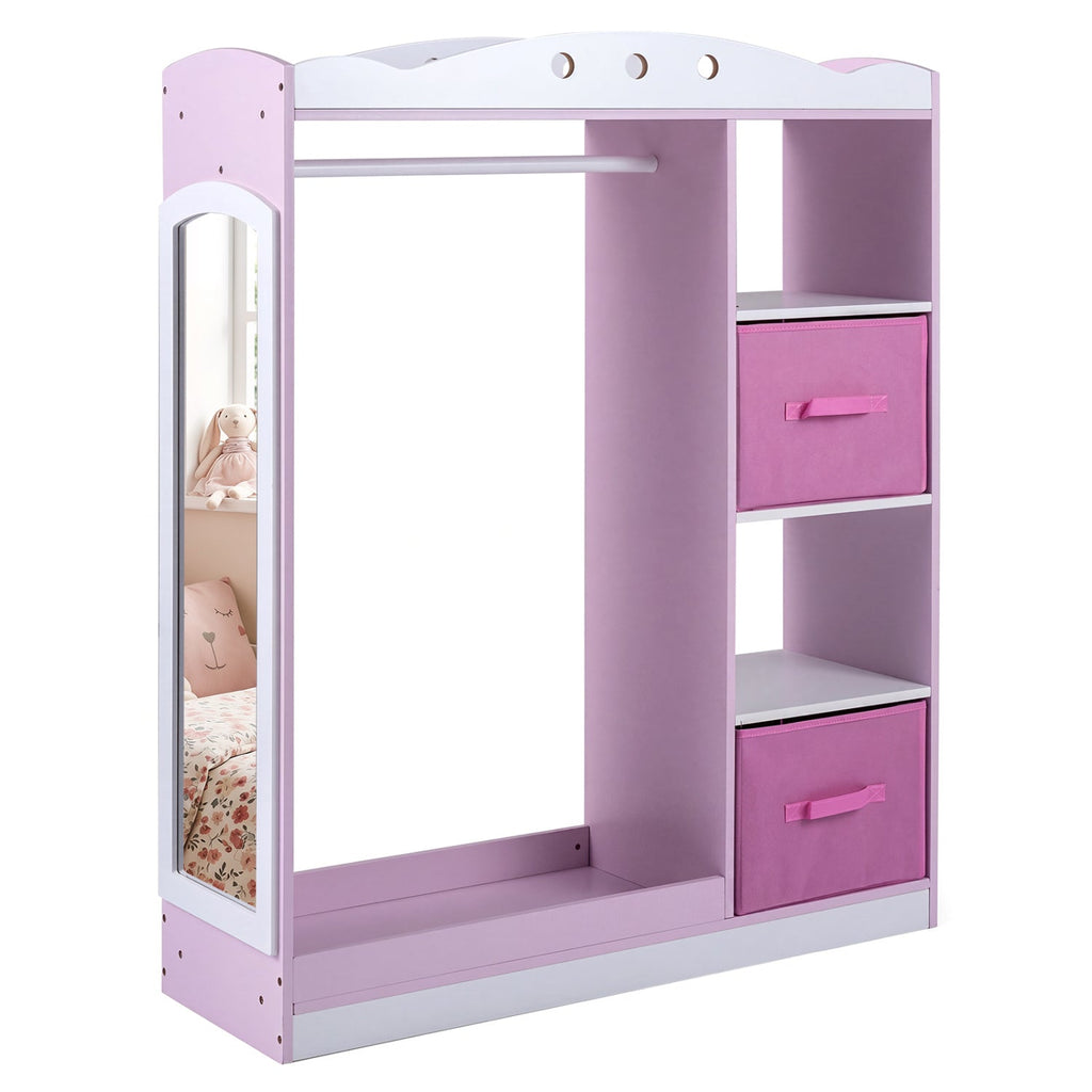 Kids Dress Up Storage with Full Length Mirror - Pink
