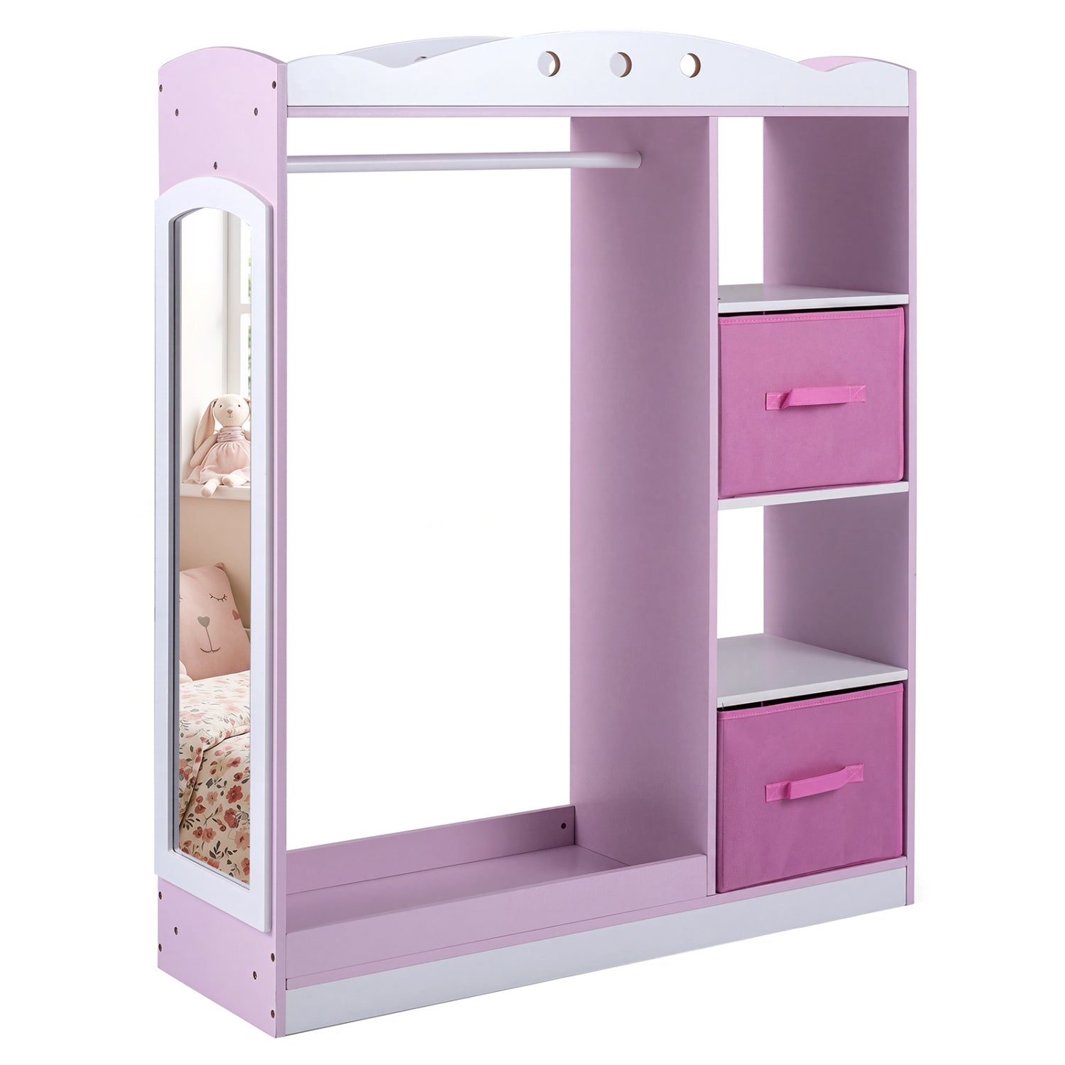 Kids Dress Up Storage with Full Length Mirror - Pink