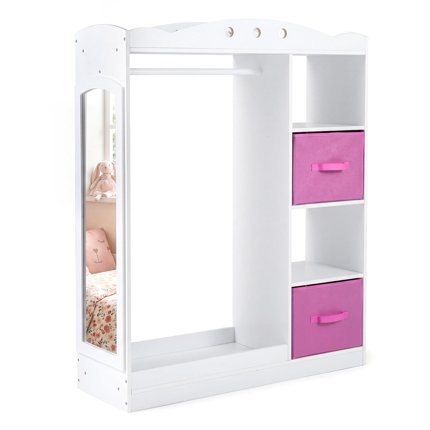 Kids Dress Up Storage with Full Length Mirror - Pink