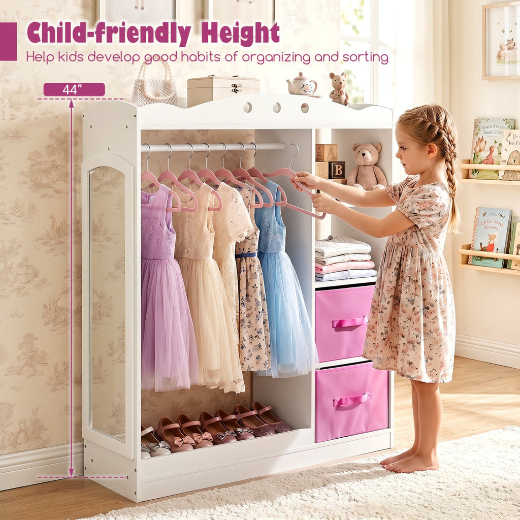 Kids Dress Up Storage with Full Length Mirror - Pink