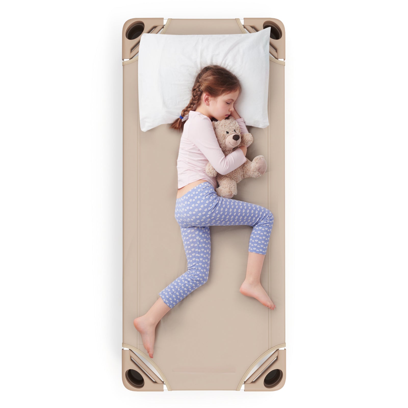 Kids Stackable Daycare Cot Pack of 6 with Detachable Oxford Cloth-Beige