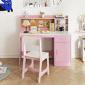Kids Study Desk and Chair Set with Storage and Bulletin Board