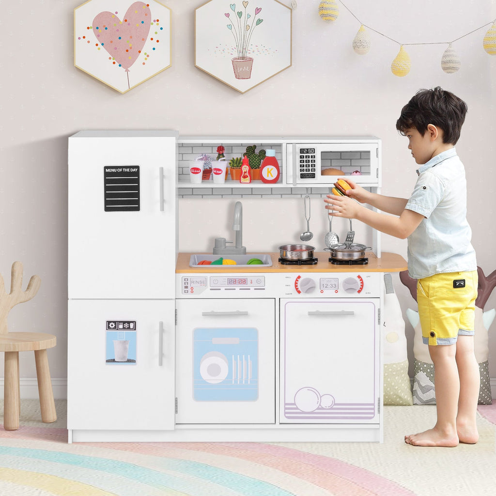 Toddler Pretend Play Kitchen Toy with Stove for 3+ Boys and Girls-White