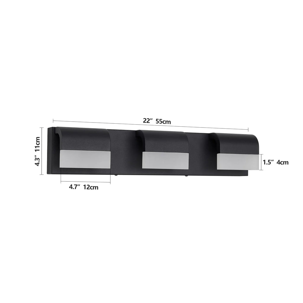 LED Vanity Light Fixture | 3/4/5/6-Light Dimmable Bathroom Wall Sconce with Acrylic Shade — Matte Black, 6000K Daylight