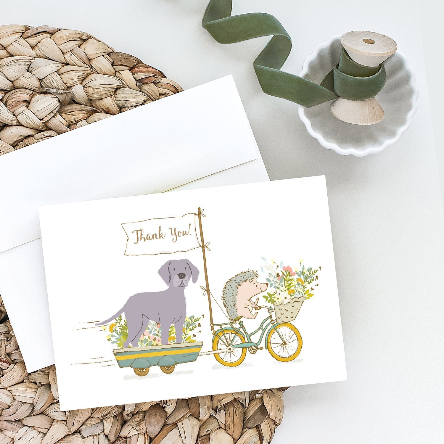 Weimaraner Long Tail Greeting Cards Pack of 8 Blank Cards with Envelopes Whimsical A7 Size 5x7