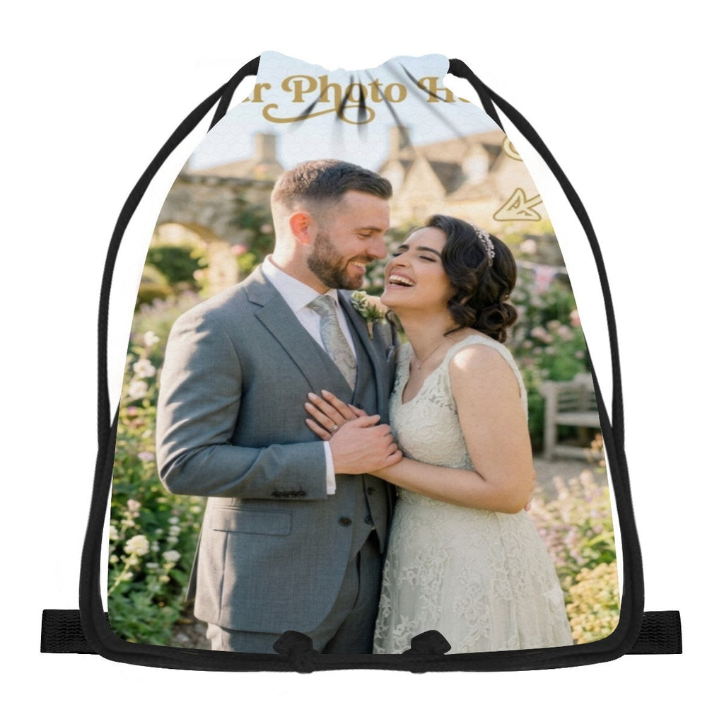 Custom Photo Drawstring Bag – Personalized Photo Gift Bag for Kids, Adults & Families