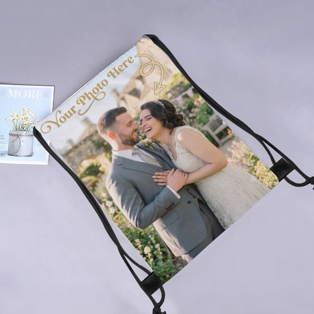 Custom Photo Drawstring Bag – Personalized Photo Gift Bag for Kids, Adults & Families
