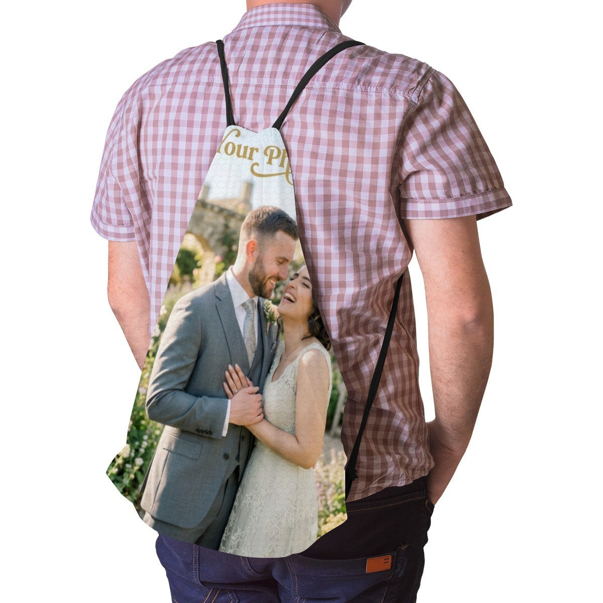 Custom Photo Drawstring Bag – Personalized Photo Gift Bag for Kids, Adults & Families