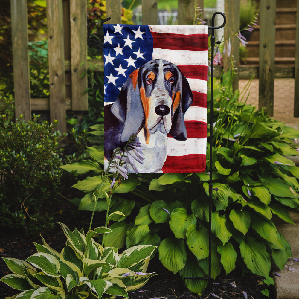 USA American Flag with Basset Hound Garden Flag Mailbox Decorative Yard Banner Outside Patio Artwork for Flower Beds, Garden Size, Multicolor