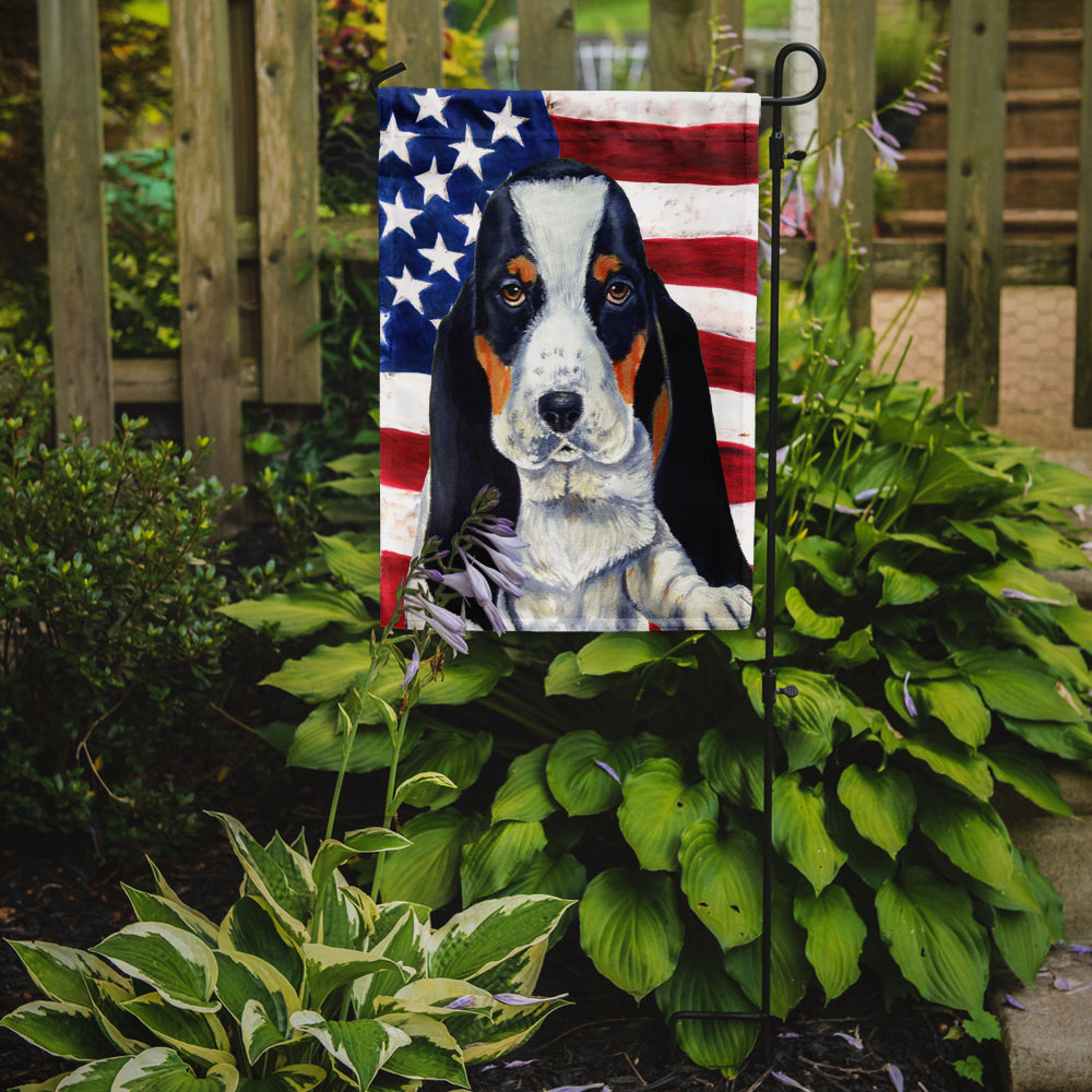 USA American Flag with Basset Hound Garden Flag Mailbox Decorative Yard Banner Outside Patio Artwork for Flower Beds, Garden Size, Multicolor