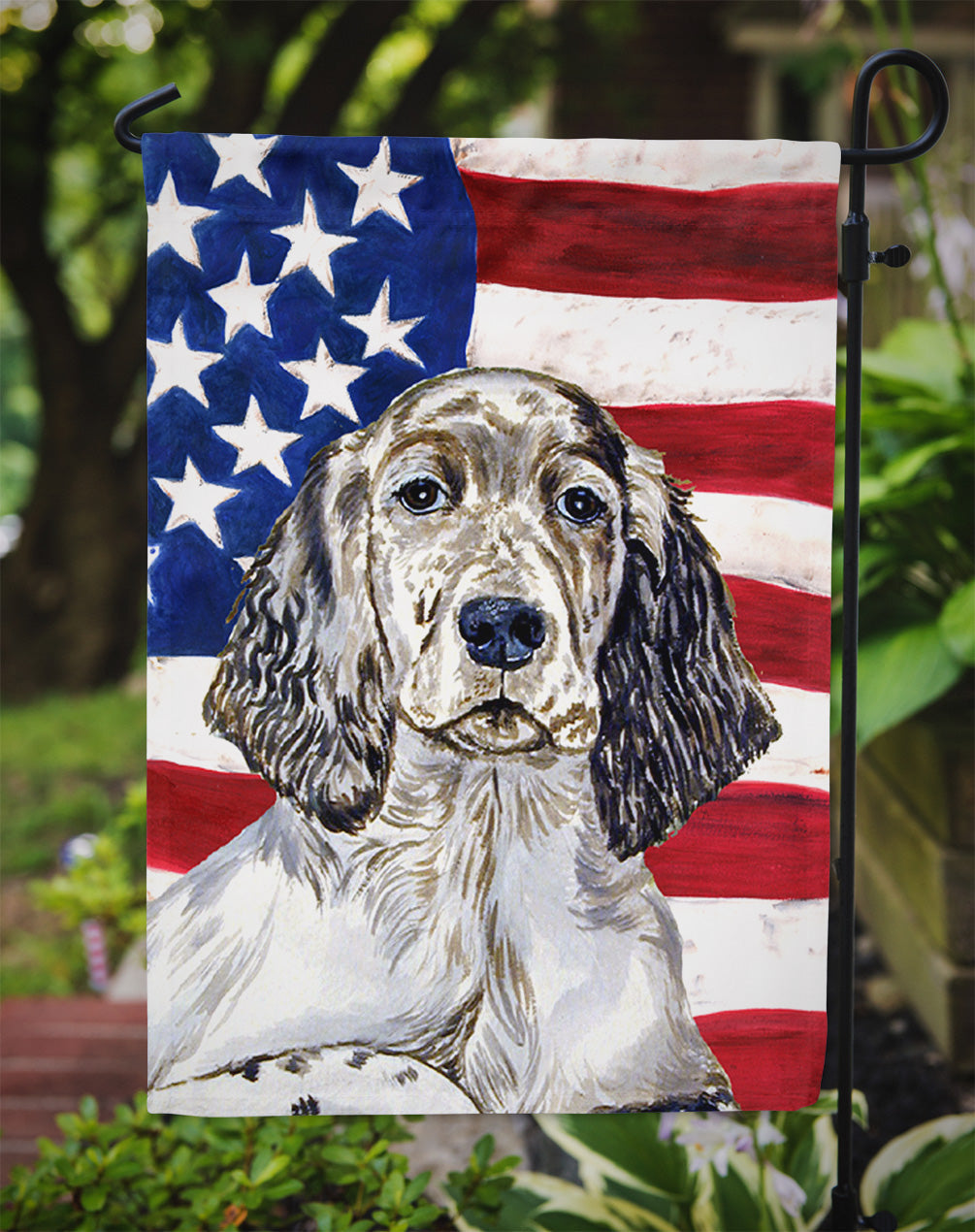 USA American Flag with English Setter Garden Flag Mailbox Decorative Yard Banner Outside Patio Artwork for Flower Beds, Garden Size, Multicolor